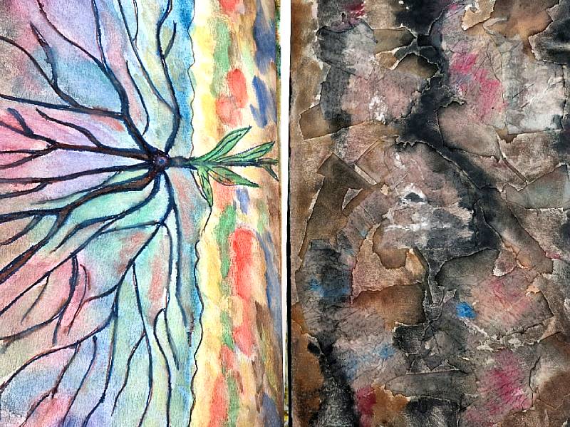 Taidepäiväkirja, juuret, maa. Taidepäiväkirja – voimaannuttavaa maalaamista. Voimapuu