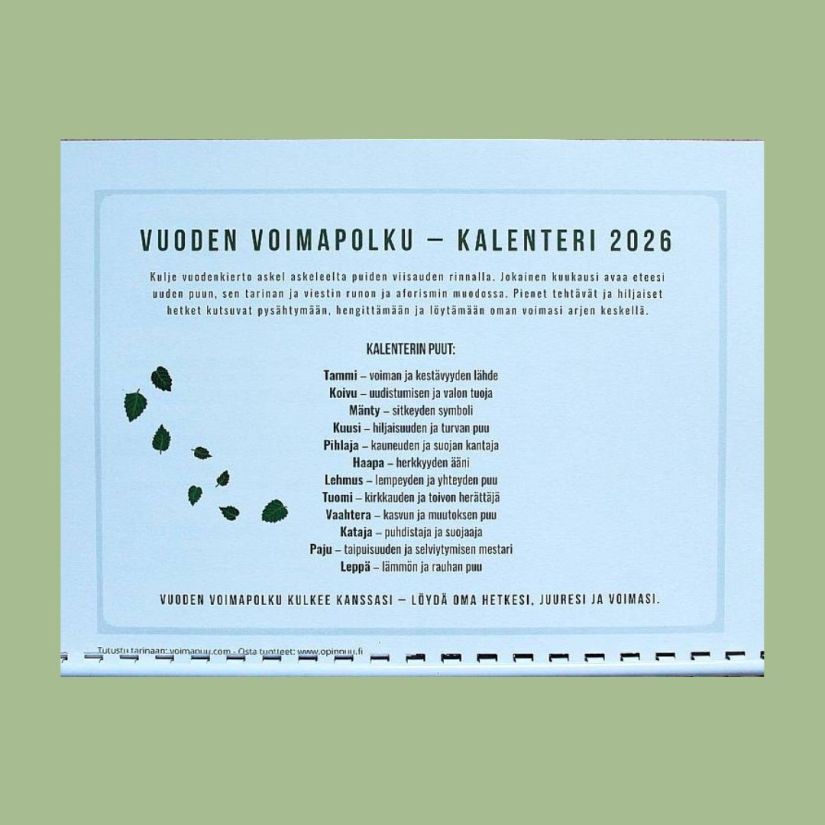 Vuoden voimapolku - Voimapuun kalenteri 2026